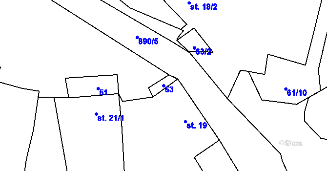 Parcela st. 53 v KÚ Dub u Ratibořských Hor, Katastrální mapa