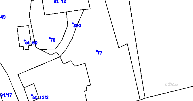 Parcela st. 77 v KÚ Dub u Ratibořských Hor, Katastrální mapa