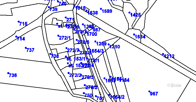 Parcela st. 424/1 v KÚ Dub u Ratibořských Hor, Katastrální mapa