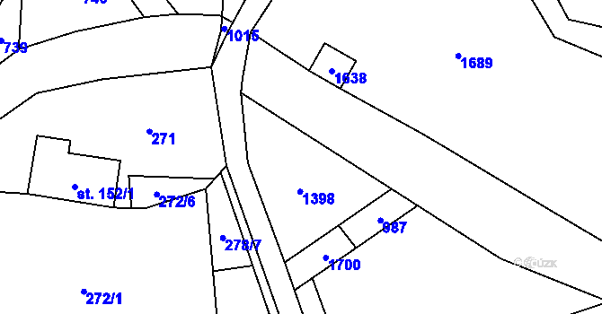 Parcela st. 424/7 v KÚ Dub u Ratibořských Hor, Katastrální mapa
