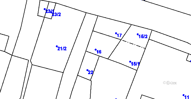 Parcela st. 16 v KÚ Dub u Nového Jičína, Katastrální mapa