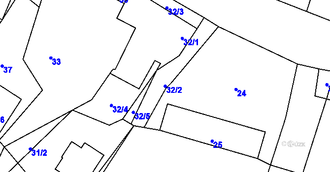 Parcela st. 32/2 v KÚ Dub u Nového Jičína, Katastrální mapa