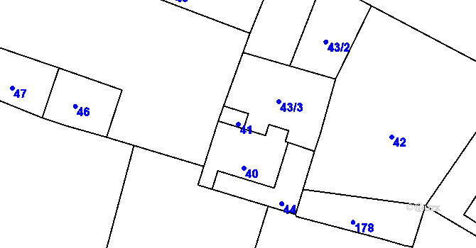 Parcela st. 41 v KÚ Dub u Nového Jičína, Katastrální mapa