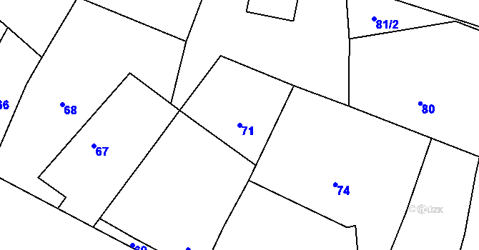 Parcela st. 71 v KÚ Dub u Nového Jičína, Katastrální mapa