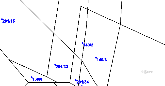 Parcela st. 140/2 v KÚ Dub u Nového Jičína, Katastrální mapa