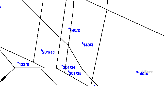Parcela st. 140/3 v KÚ Dub u Nového Jičína, Katastrální mapa