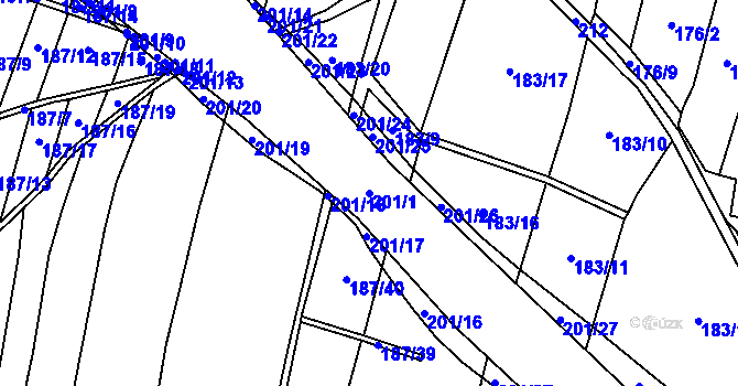 Parcela st. 201/1 v KÚ Dub u Nového Jičína, Katastrální mapa