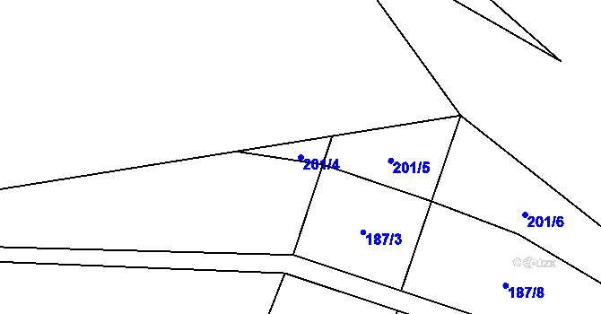 Parcela st. 201/4 v KÚ Dub u Nového Jičína, Katastrální mapa