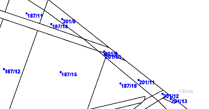 Parcela st. 201/10 v KÚ Dub u Nového Jičína, Katastrální mapa