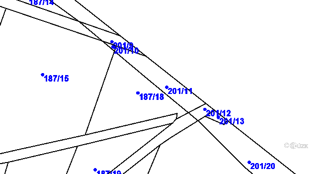 Parcela st. 201/11 v KÚ Dub u Nového Jičína, Katastrální mapa