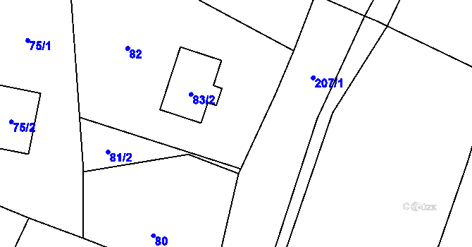 Parcela st. 83/1 v KÚ Dub u Nového Jičína, Katastrální mapa