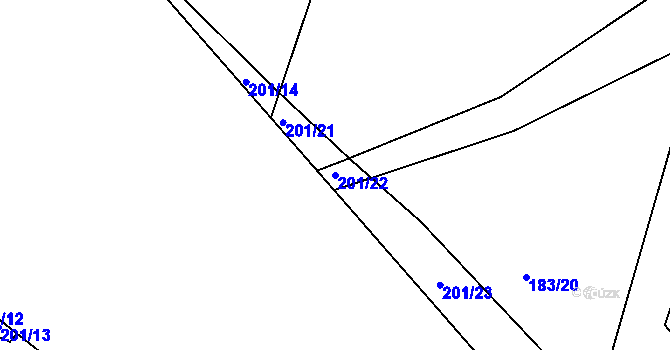 Parcela st. 201/22 v KÚ Dub u Nového Jičína, Katastrální mapa