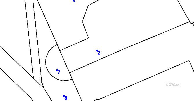 Parcela st. 2 v KÚ Dub nad Moravou, Katastrální mapa