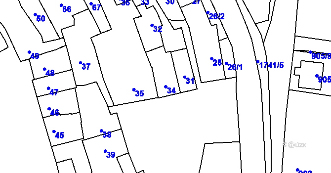 Parcela st. 34 v KÚ Dub nad Moravou, Katastrální mapa