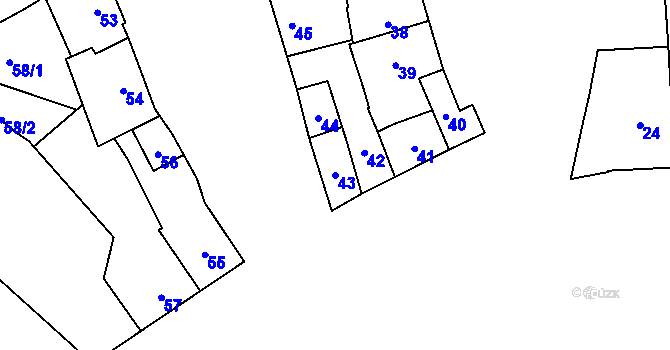 Parcela st. 43 v KÚ Dub nad Moravou, Katastrální mapa