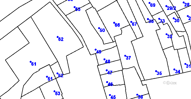 Parcela st. 49 v KÚ Dub nad Moravou, Katastrální mapa