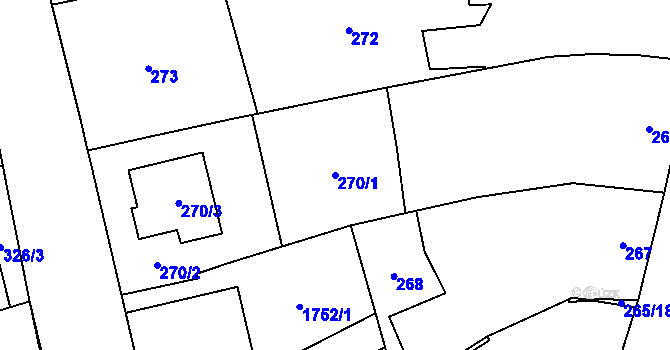 Parcela st. 270/1 v KÚ Dub nad Moravou, Katastrální mapa