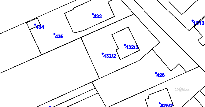 Parcela st. 432/2 v KÚ Dub nad Moravou, Katastrální mapa