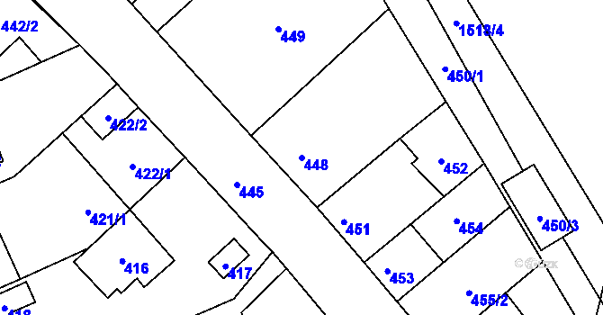 Parcela st. 448 v KÚ Dub nad Moravou, Katastrální mapa