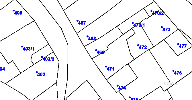 Parcela st. 469 v KÚ Dub nad Moravou, Katastrální mapa