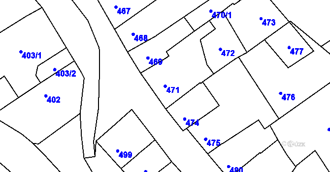 Parcela st. 471 v KÚ Dub nad Moravou, Katastrální mapa