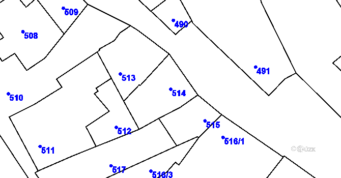 Parcela st. 514 v KÚ Dub nad Moravou, Katastrální mapa