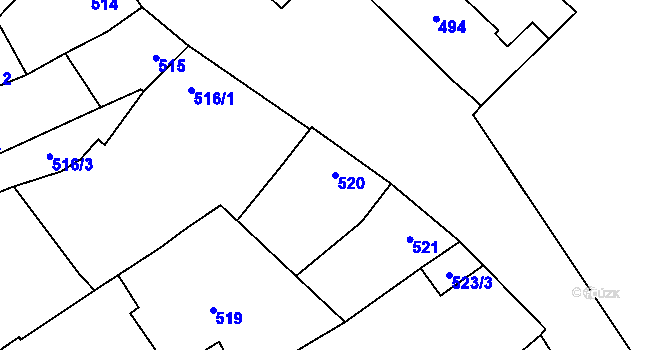 Parcela st. 520 v KÚ Dub nad Moravou, Katastrální mapa