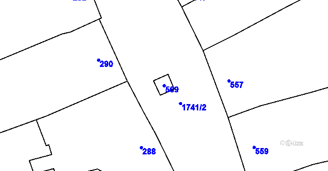 Parcela st. 569 v KÚ Dub nad Moravou, Katastrální mapa