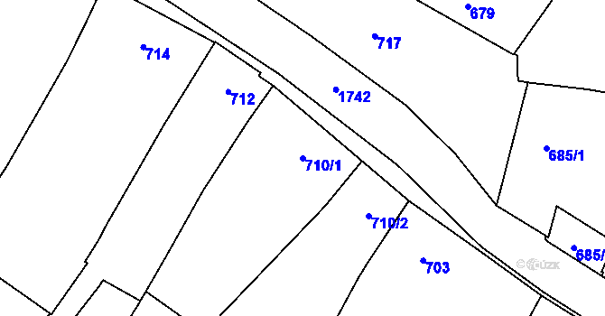 Parcela st. 710/1 v KÚ Dub nad Moravou, Katastrální mapa