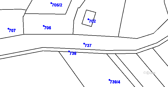 Parcela st. 737 v KÚ Dub nad Moravou, Katastrální mapa