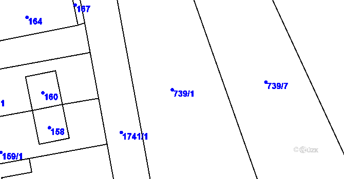 Parcela st. 739/1 v KÚ Dub nad Moravou, Katastrální mapa