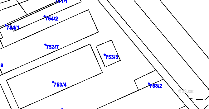 Parcela st. 753/3 v KÚ Dub nad Moravou, Katastrální mapa