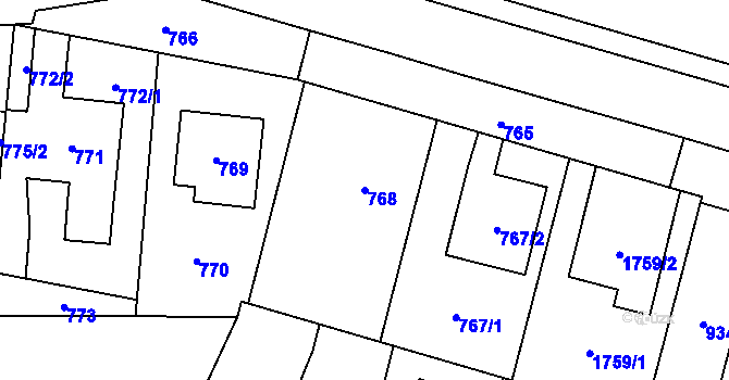 Parcela st. 768 v KÚ Dub nad Moravou, Katastrální mapa