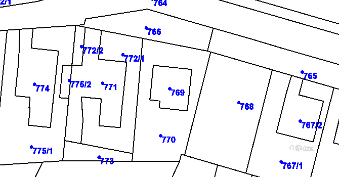 Parcela st. 769 v KÚ Dub nad Moravou, Katastrální mapa