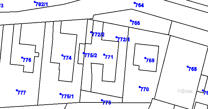 Parcela st. 771 v KÚ Dub nad Moravou, Katastrální mapa
