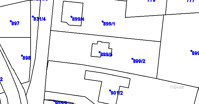Parcela st. 899/5 v KÚ Dub nad Moravou, Katastrální mapa
