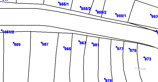 Parcela st. 983 v KÚ Dub nad Moravou, Katastrální mapa