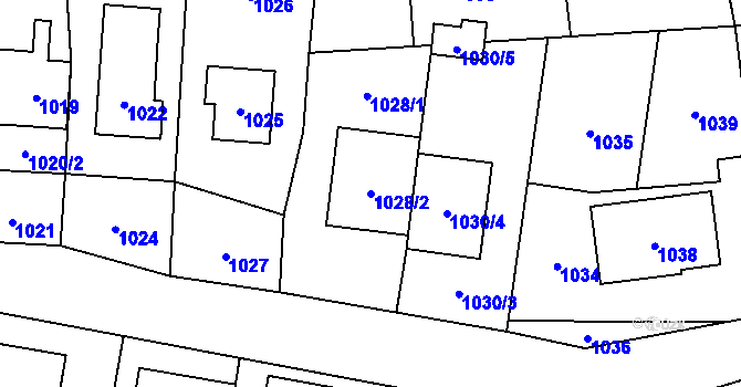 Parcela st. 1028/2 v KÚ Dub nad Moravou, Katastrální mapa