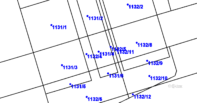 Parcela st. 1131/4 v KÚ Dub nad Moravou, Katastrální mapa