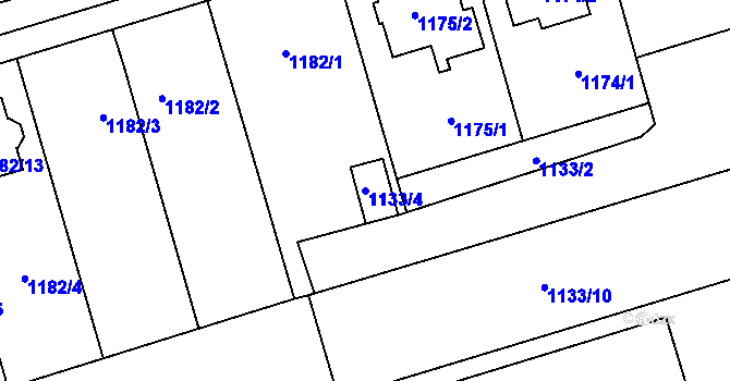 Parcela st. 1133/4 v KÚ Dub nad Moravou, Katastrální mapa