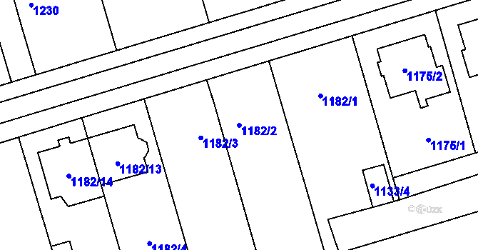 Parcela st. 1182/2 v KÚ Dub nad Moravou, Katastrální mapa