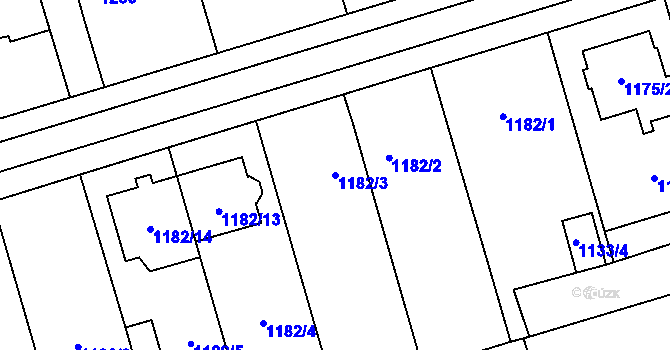 Parcela st. 1182/3 v KÚ Dub nad Moravou, Katastrální mapa