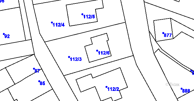 Parcela st. 112/6 v KÚ Dub nad Moravou, Katastrální mapa