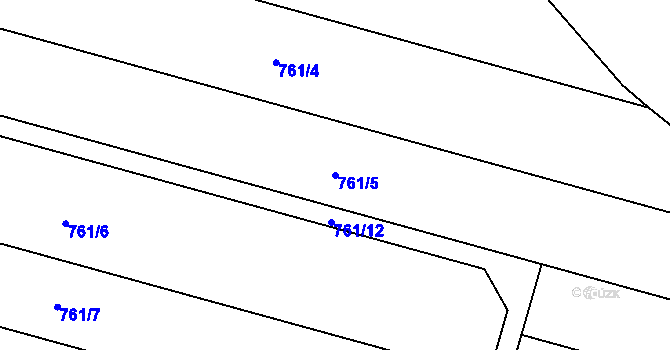Parcela st. 761/5 v KÚ Dub nad Moravou, Katastrální mapa