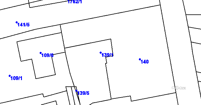 Parcela st. 139/1 v KÚ Dub nad Moravou, Katastrální mapa