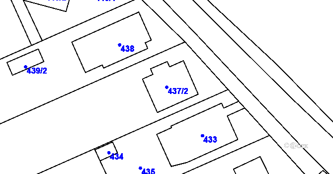 Parcela st. 437/2 v KÚ Dub nad Moravou, Katastrální mapa