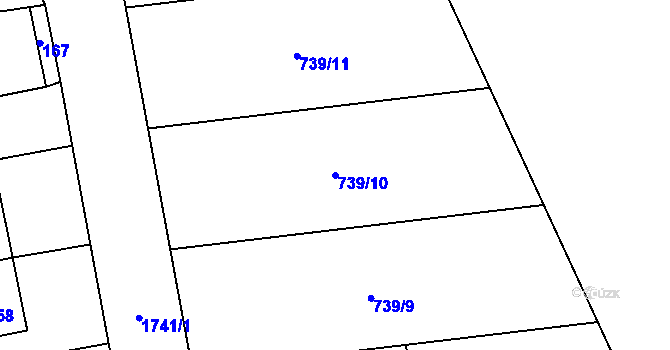 Parcela st. 739/10 v KÚ Dub nad Moravou, Katastrální mapa