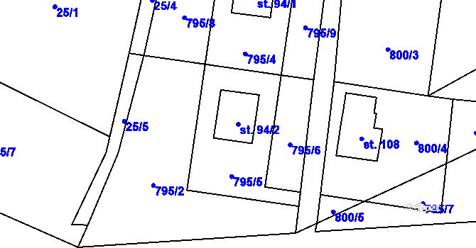 Parcela st. 94/2 v KÚ Dražejov u Dubé, Katastrální mapa