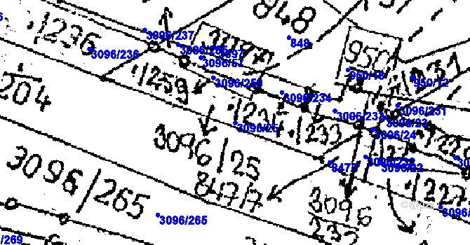 Parcela st. 3096/25 v KÚ Dubá, Katastrální mapa