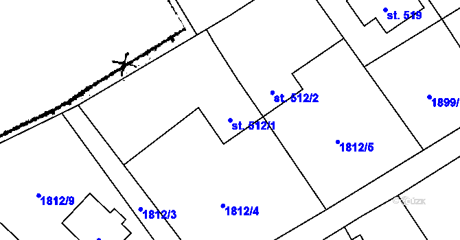 Parcela st. 512/1 v KÚ Dubá, Katastrální mapa